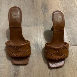 Vince Camuto Brown Woven Leather Heels